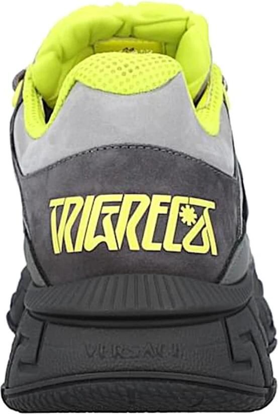 Versace Veelkleurige stof en lederen trigreca sneakers Grijs Heren