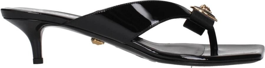 Versace Ribbon Thong Mules Patentleer Satijn Black Dames - Foto 3