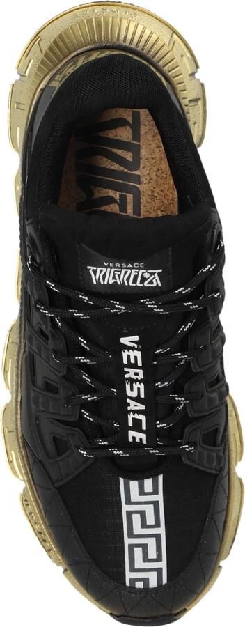 Versace Zwarte Gouden Trigreca Canvas Leren Trainers Black Heren - Foto 3