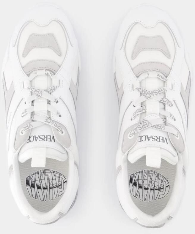 Versace Witte Leren Sneakers Ronde Neus - Foto 2