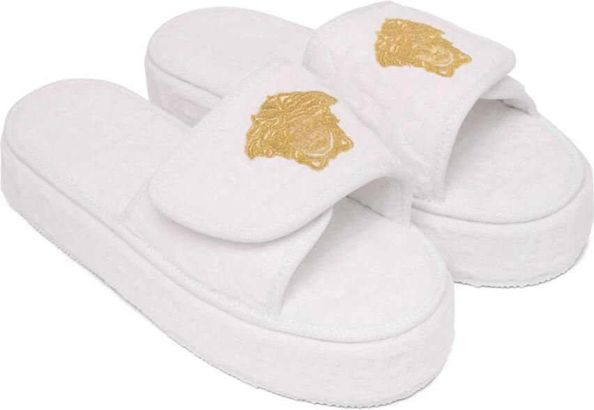 Versace Witte Medusa Head Platform Slippers