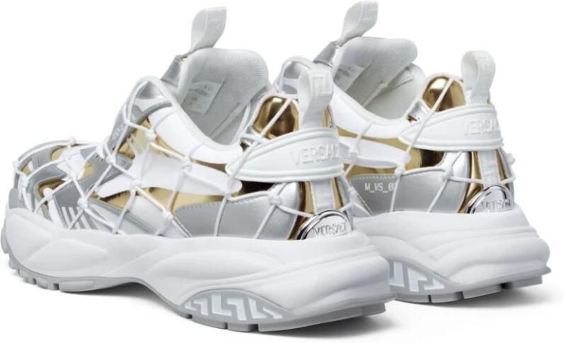 Versace Witte Sneakers met Metallic Color-Block Design