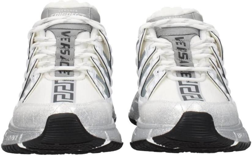 Versace Witte Stoffen Logo Sneakers met Veters