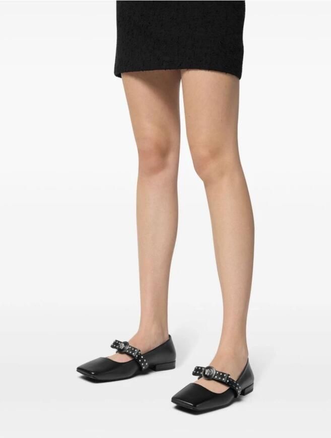 Versace Zwarte leren ballerina schoenen