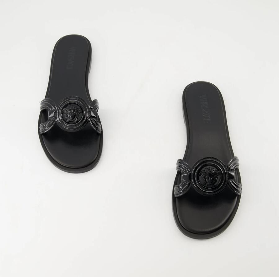 Versace Iconische instapsandalen met Medusa-logo Black Dames