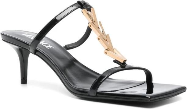 Versace Zwarte leren sandalen met middelhoge hak - Foto 2