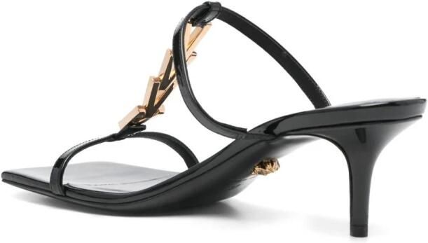 Versace Zwarte leren sandalen met middelhoge hak - Foto 3