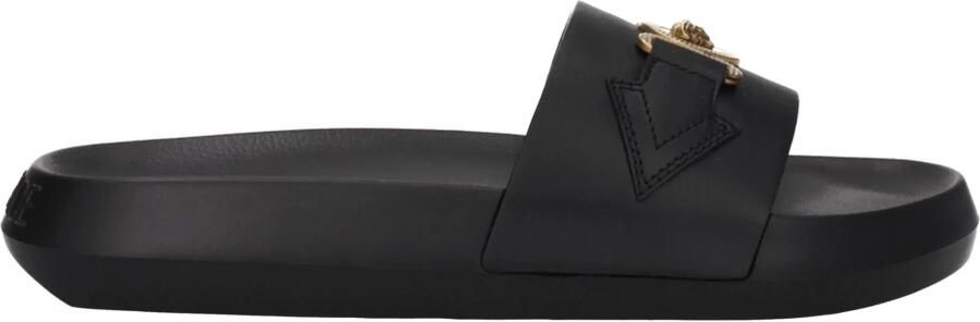 Versace Goudkleurige Medusa Open Teen Slides Zwart Heren - Foto 3