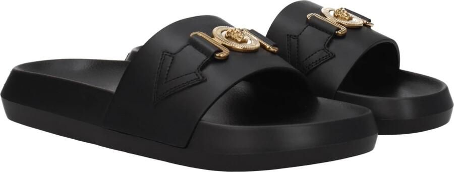 Versace Goudkleurige Medusa Open Teen Slides Zwart Heren - Foto 4