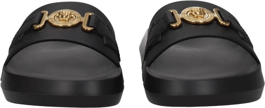 Versace Goudkleurige Medusa Open Teen Slides Zwart Heren - Foto 2