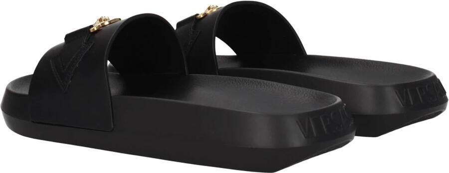 Versace Goudkleurige Medusa Open Teen Slides Zwart Heren - Foto 3