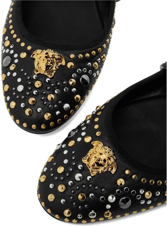 Versace Zwarte platte schoenen