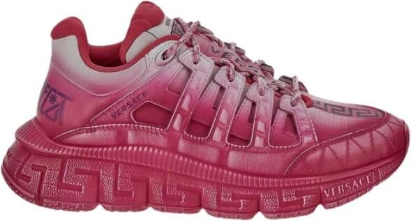 Versace Waterlelie Leren Lage Sneakers Pink Dames