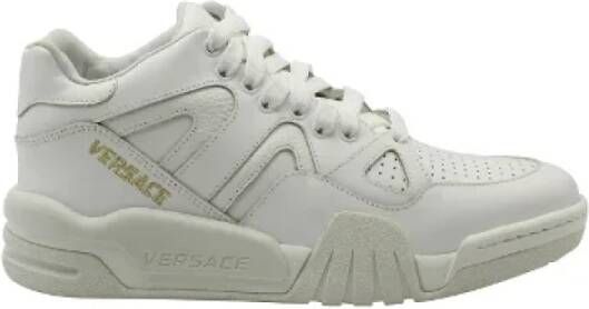 Versace Witte Leren Panel Sneakers White Dames