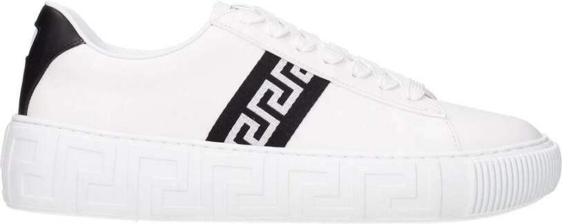 Versace Witte Leren Sneakers met Zijdetail