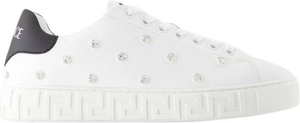 Versace Witte Leren Sneakers Ronde Neus White Dames