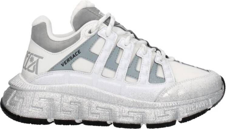 Versace Witte Stoffen Logo Sneakers met Veters