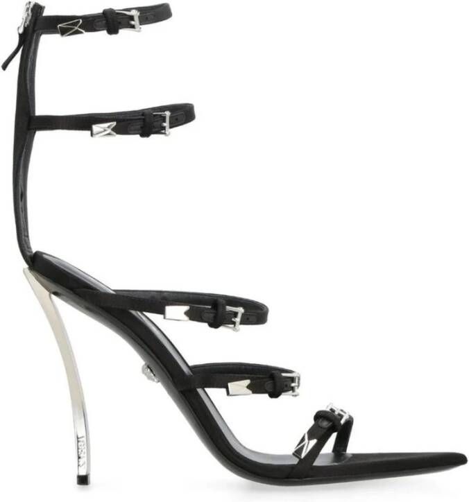 Versace Zijden Detail Leren Sandalen