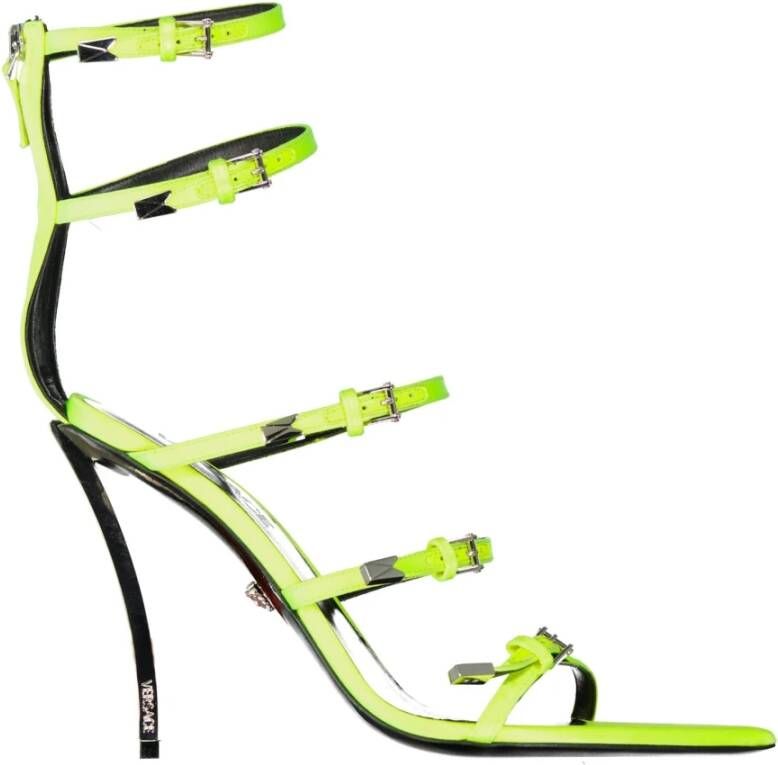 Versace Zijden Sandalen met Puntneus en Meerdere Gespen