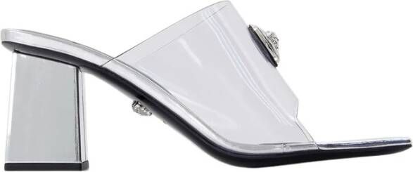 Versace Zilveren PVC Slides met Vierkante Open Neus Gray Dames