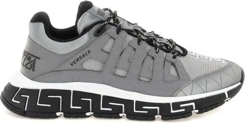 Versace Zilveren Stoffen Sneakers voor Heren Gray Heren