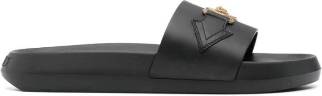Versace Goudkleurige Medusa Open Teen Slides Black Heren