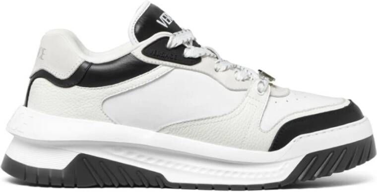 Versace Zwart Wit Kalfsleer Suède Sneaker White Heren