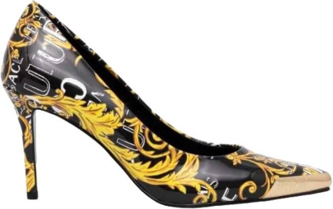 Versace Zwarte Decolletè met Logo Print Multicolor Dames