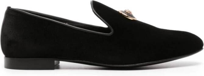 Versace Zwarte fluwelen loafers met Medusa-detail Black Heren
