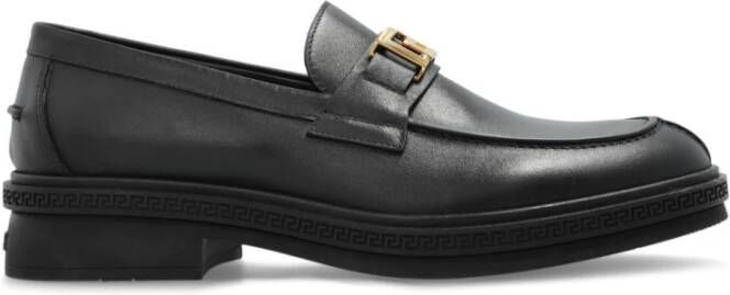 Versace Zwarte Formele Loafers Greca Hardware