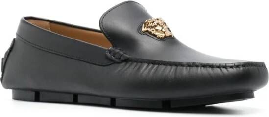 Versace Zwarte Instappers met Medusa Hardware Black Heren