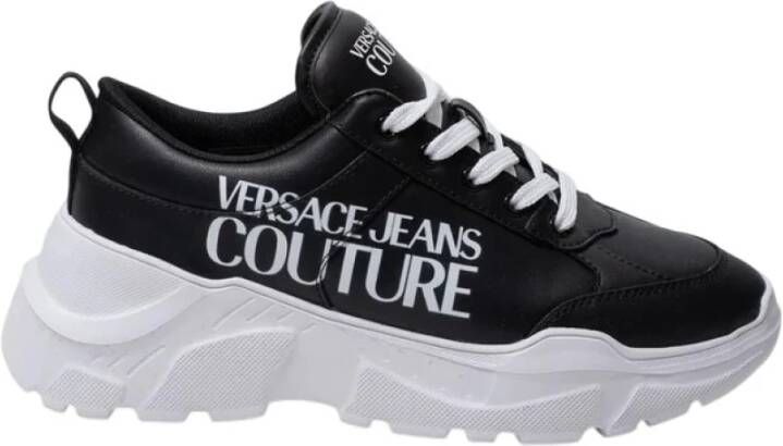 Versace Zwarte Katoenen Sneakers met Dikke Zool