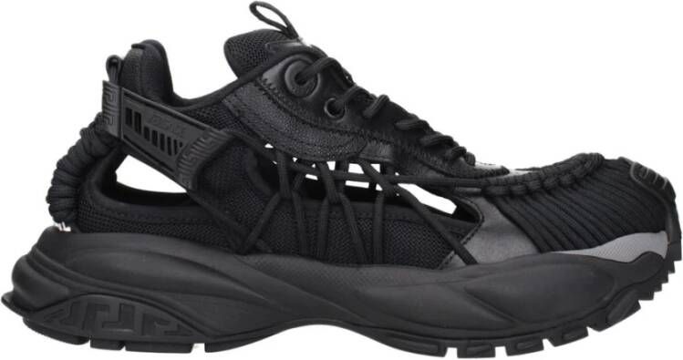 Versace Zwarte Leren Atletische Sneakers met Logo