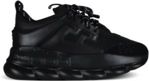 Versace Zwarte Leren Chain Reaction Sneakers Zwart Dames