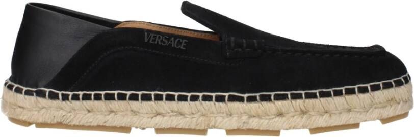 Versace Zwarte leren espadrilles met zijlogo