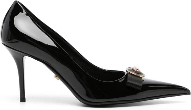 Versace Zwarte Leren Hoge Hak Schoen