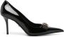 Versace Zwarte Leren Hoge Hak Schoen - Thumbnail 1
