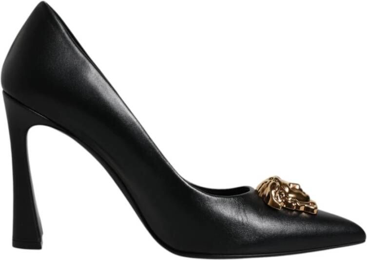 Versace Zwarte Leren Hoge Hakken Pumps
