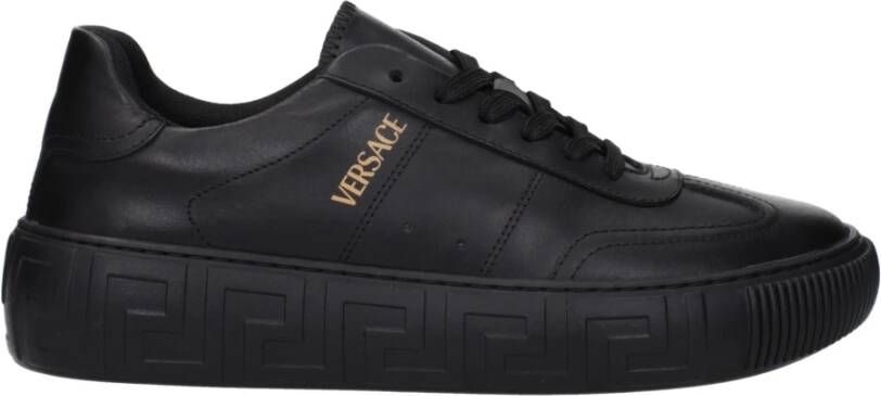 Versace Zwarte leren lage tops sneakers