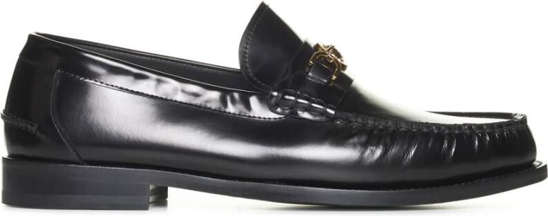 Versace Zwarte Leren Loafers Slip-On Stijl Black Heren