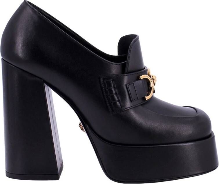 Versace Zwarte Leren Loafers voor Dames Black Dames