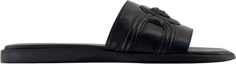 Versace Zwarte Leren Sandalen met Messing Details