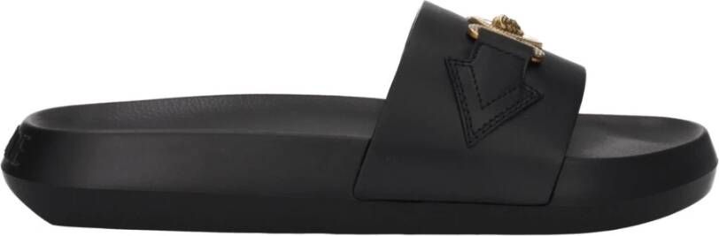 Versace Goudkleurige Medusa Open Teen Slides Black Heren