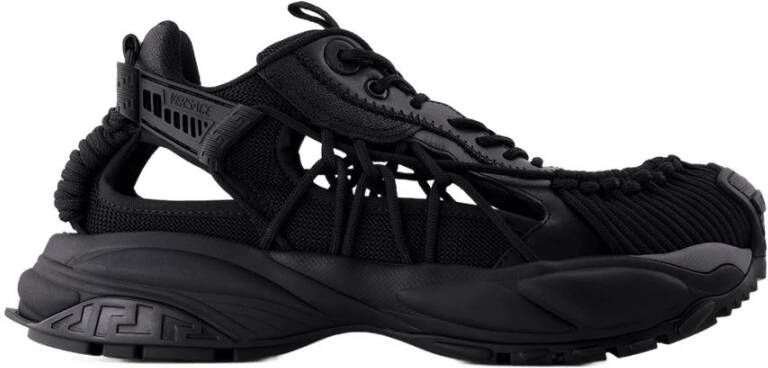Versace Zwarte Leren Atletische Sneakers met Logo's
