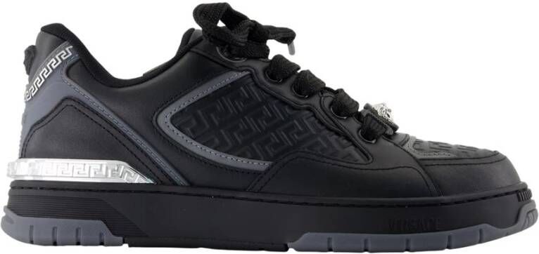 Versace Zwarte Leren Sneakers Gladde Kalfshuid