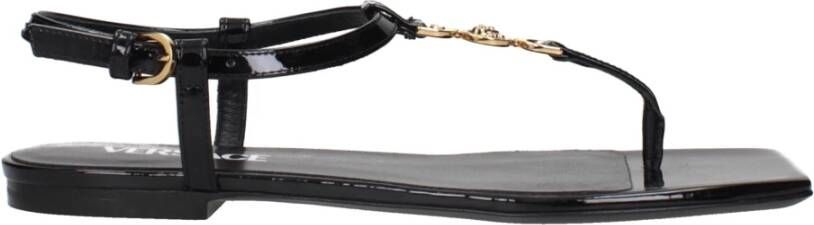Versace Zwarte Sandalen met Slangenprint Leer Black Dames