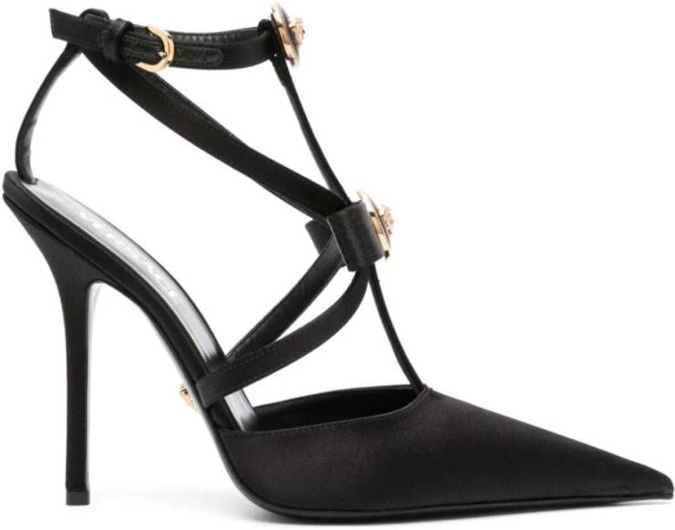 Versace Zwarte Ribbon Cage Sandalen Black Dames