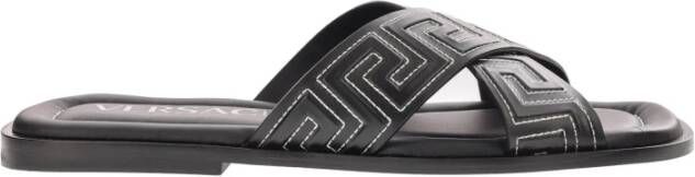 Versace Zwarte Sandaal Regular Fit Geschikt voor Warm Klimaat 100% Leer