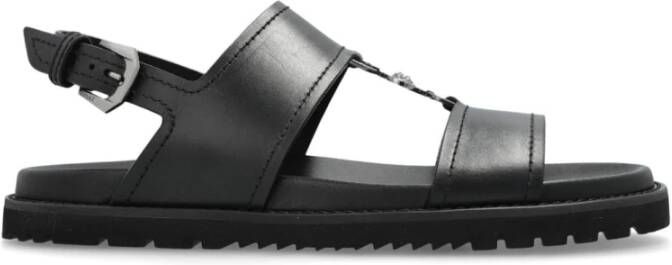 Versace Zwarte Sandalen met Gesp en Platte Rubberen Zool