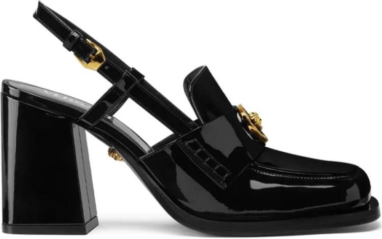 Versace Zwarte sandalen met hak en kristallen versiering Black Dames